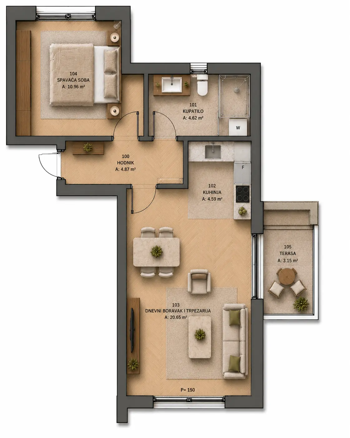 Grundriss Zweizimmerwohnung